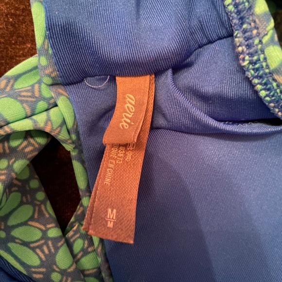 Aerie Ruffle Bikini Wrap Top, Aqua Floral, Size Medium - Picture 5 of 5